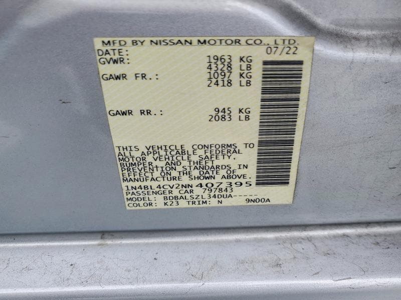 2022 NISSAN ALTIMA SR 12