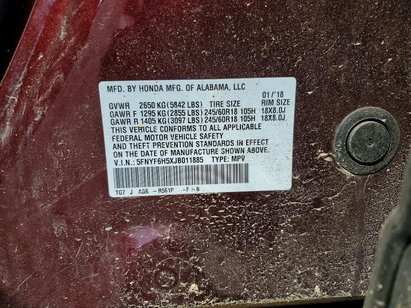 2018 HONDA PILOT EXL 13