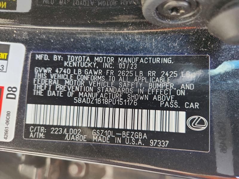 2023 LEXUS ES 350 BASE 12