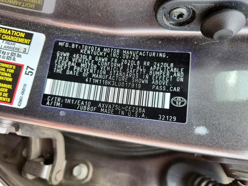 2020 TOYOTA CAMRY 12