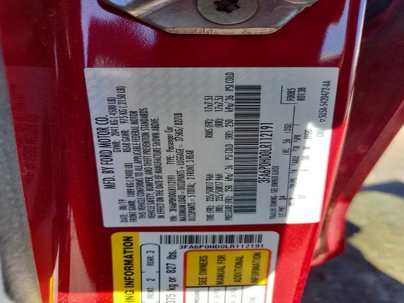 2020 FORD FUSION SE 12