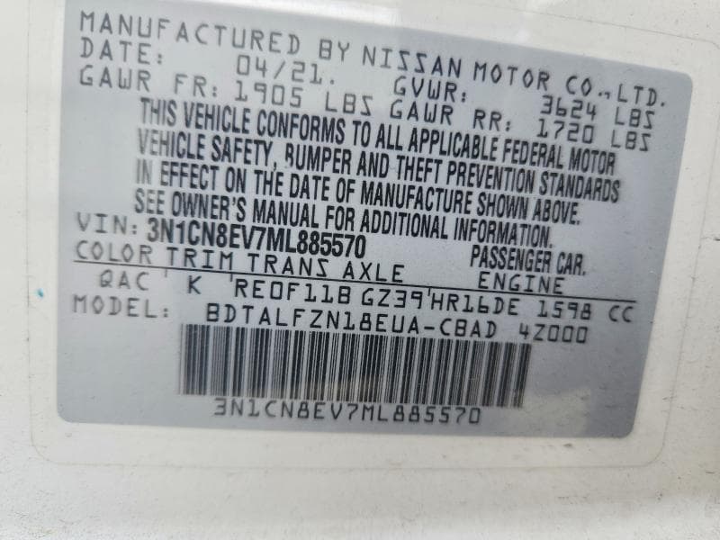 2021 NISSAN VERSA SV 12