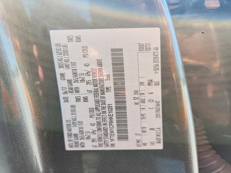 2017 FORD F150 SUPERCREW 12