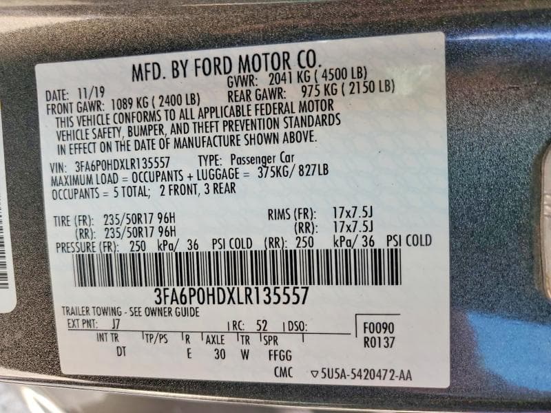 2020 FORD FUSION SE 12