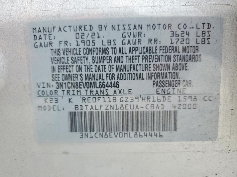 2021 NISSAN VERSA SV 12