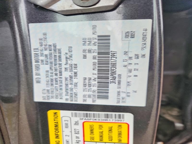 2017 FORD FUSION TITANIUM 12