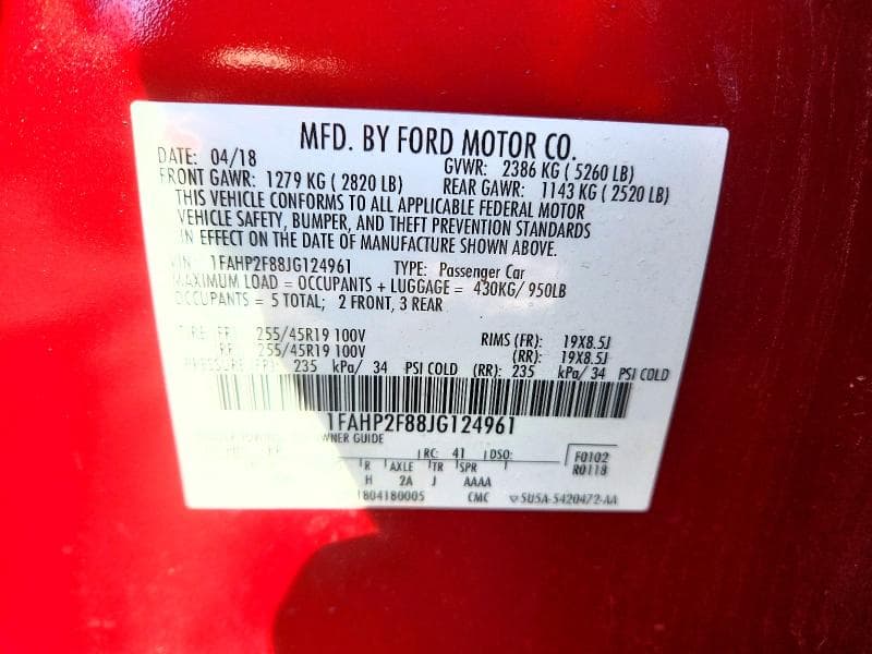 2018 FORD TAURUS LIMITED 13