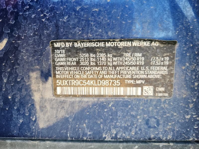 2019 BMW X3 XDRIVE30I 12