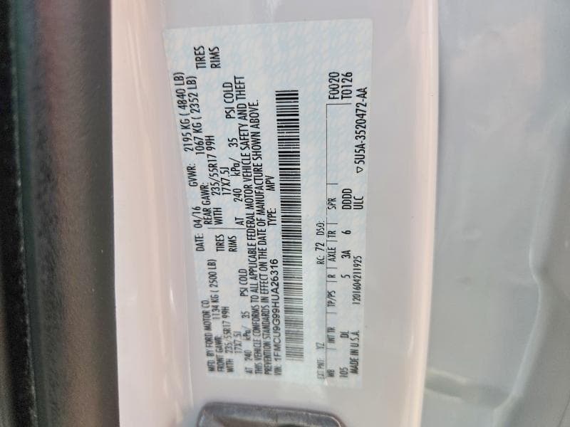 2017 FORD ESCAPE SE 12