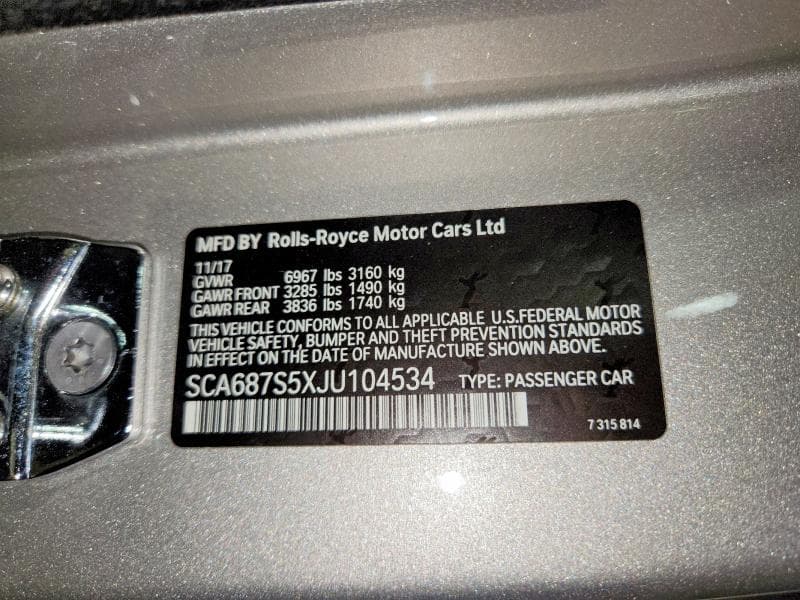 2018 ROLLS-ROYCE PHANTOM 12