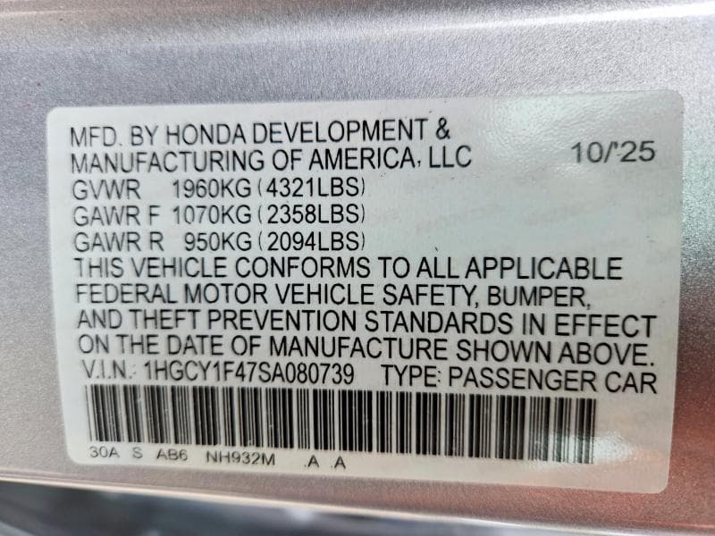2025 HONDA ACCORD SE 12