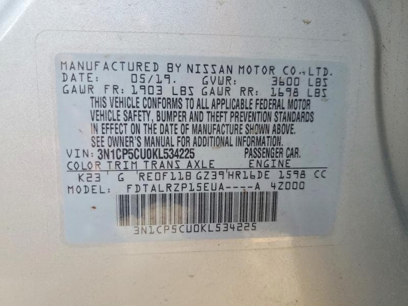 2019 NISSAN KICKS S 12