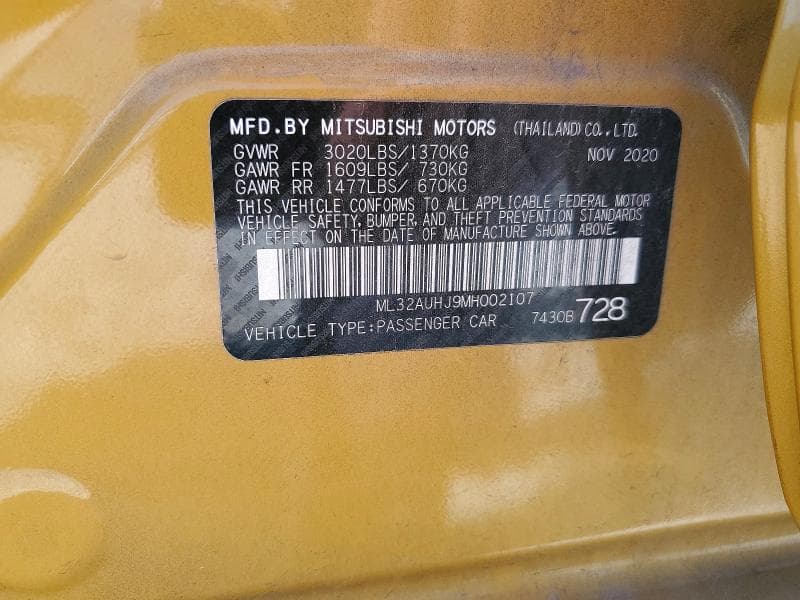 2021 MITSUBISHI MIRAGE ES 12