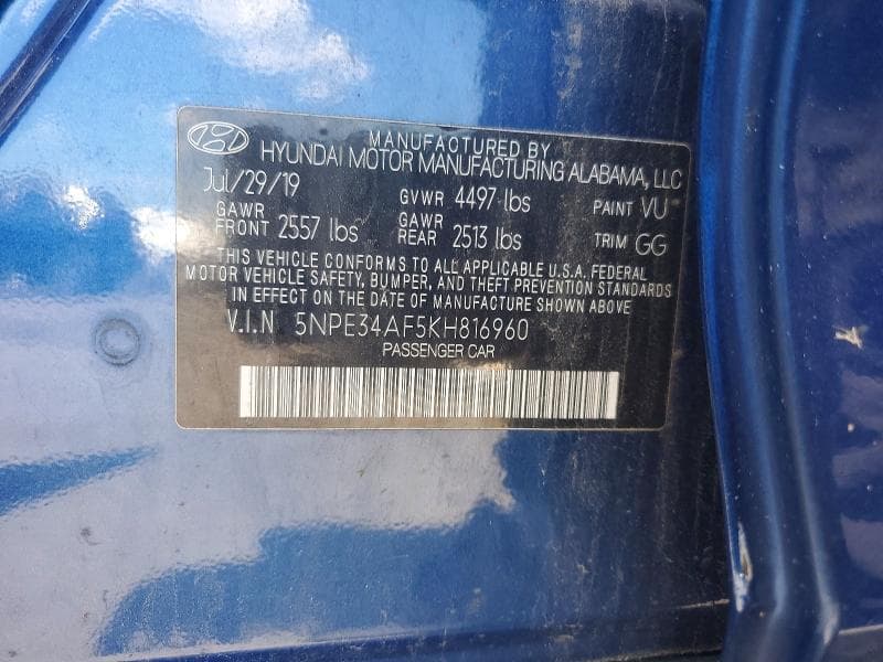 2019 HYUNDAI SONATA SEL 12
