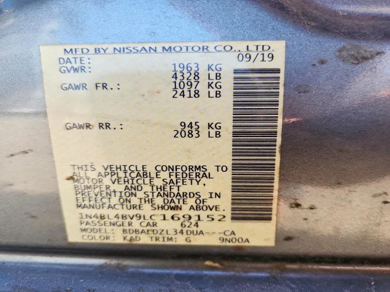 2020 NISSAN ALTIMA 2.5 S 13