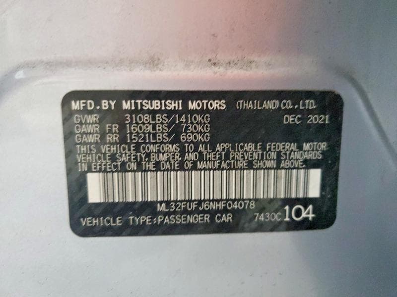 2022 MITSUBISHI MIRAGE G4 ES 12