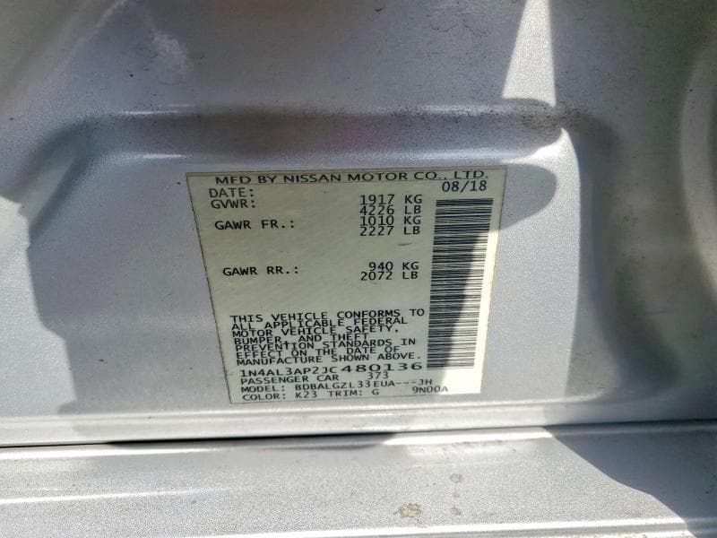 2018 NISSAN ALTIMA 2.5 S 12