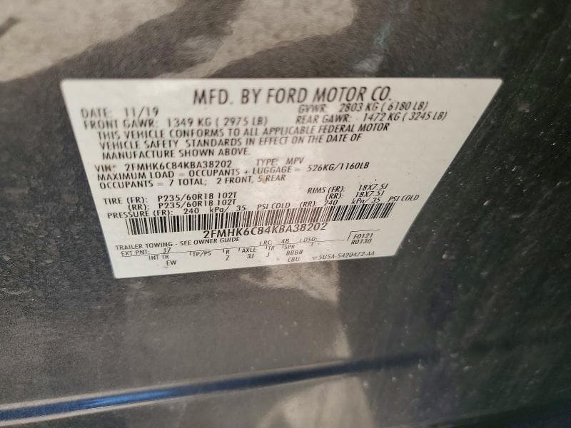 2019 FORD FLEX SEL 12