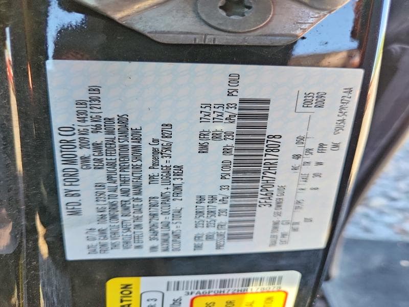 2017 FORD FUSION SE 12