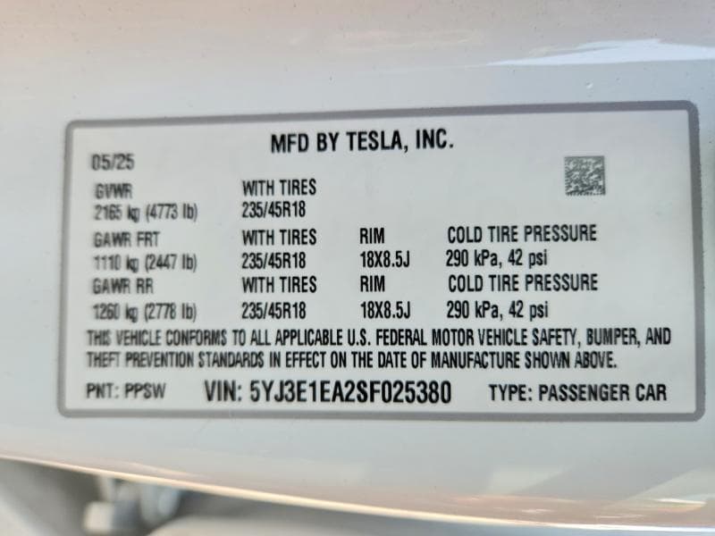 2025 TESLA MODEL 3 12