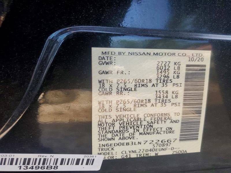 2020 NISSAN FRONTIER SV 13