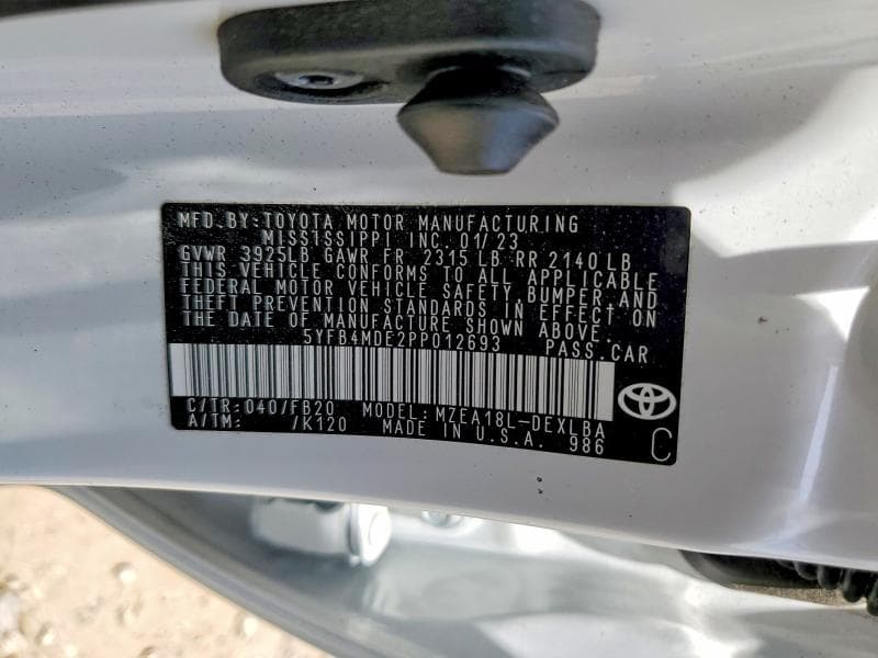 2023 TOYOTA COROLLA LE 12