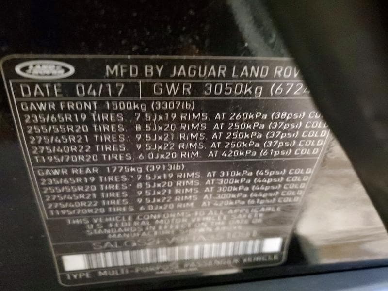 2017 LAND ROVER RANGE ROVER HSE 13