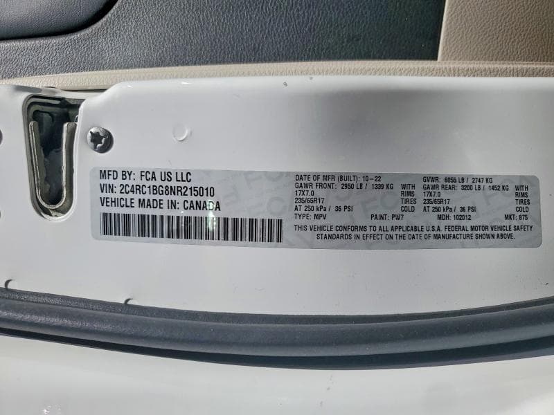 2022 CHRYSLER PACIFICA TOURING L 13