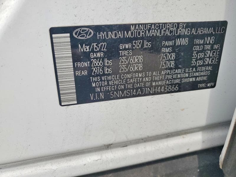 2022 HYUNDAI SANTA FE SE 13