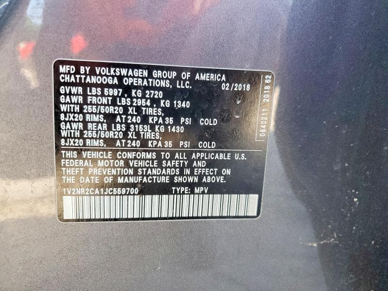 2018 VOLKSWAGEN ATLAS SEL PREMIUM SEL PREMIUM 13