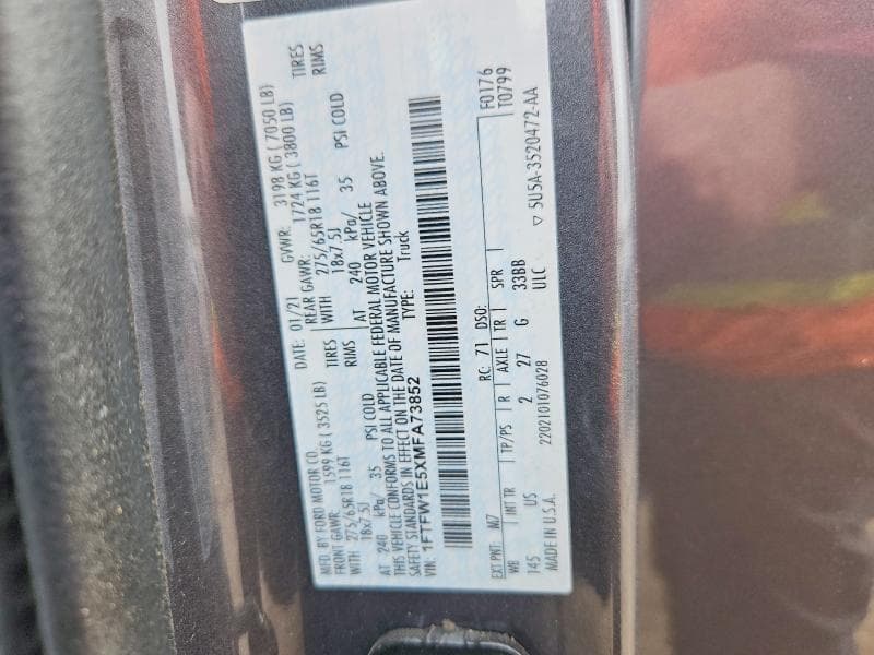 2021 FORD F150 SUPERCREW 12