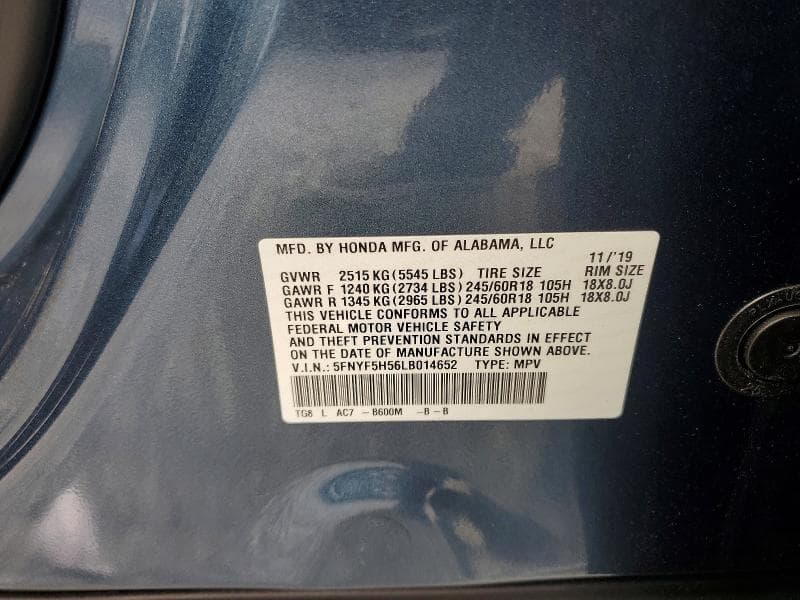 2020 HONDA PILOT EXL 13