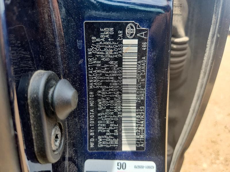 2018 TOYOTA COROLLA LE 12