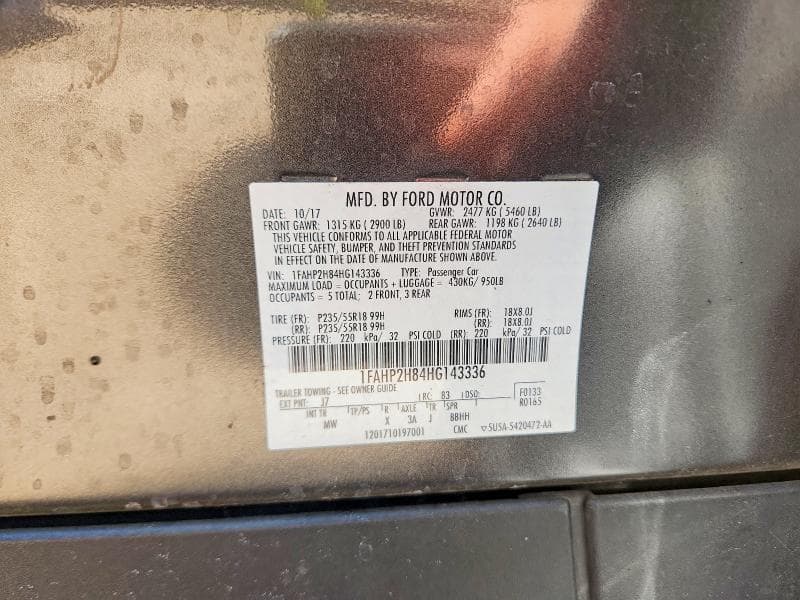 2017 FORD TAURUS SEL 12