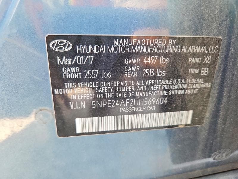 2017 HYUNDAI SONATA SE 12
