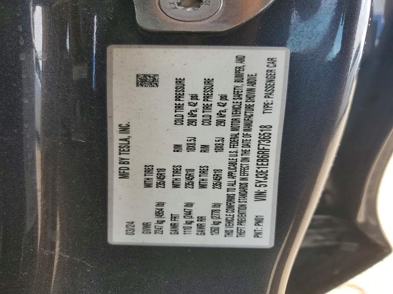 2024 TESLA MODEL 3 12
