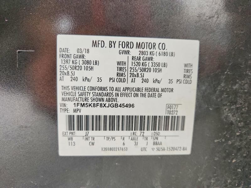 2018 FORD EXPLORER LIMITED 12