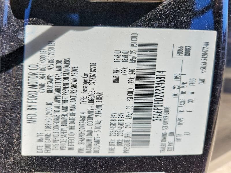2019 FORD FUSION SE 12