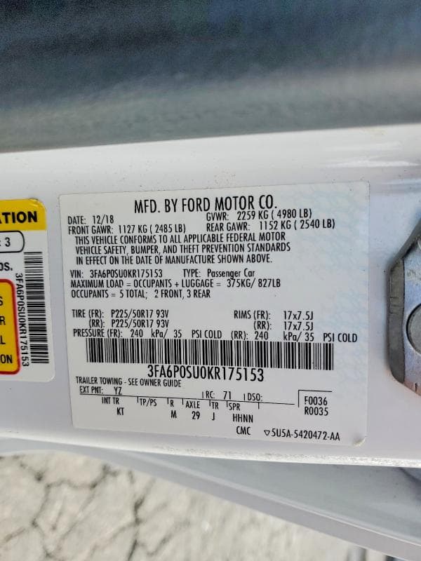 2019 FORD FUSION TITANIUM 12