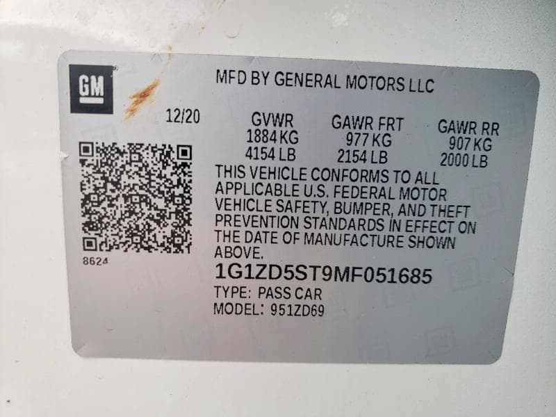 2021 CHEVROLET MALIBU LT 12