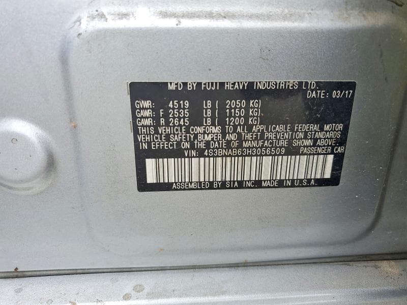 2017 SUBARU LEGACY 2.5I 13