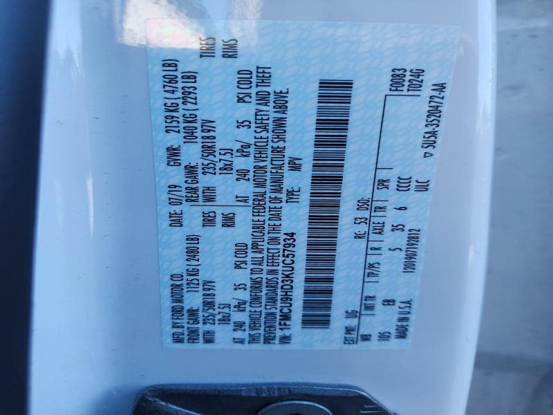 2019 FORD ESCAPE SEL 13