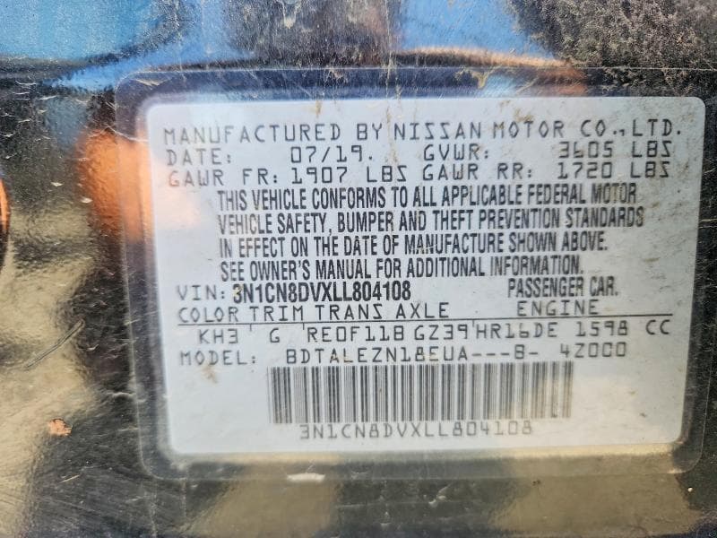 2020 NISSAN VERSA S 12