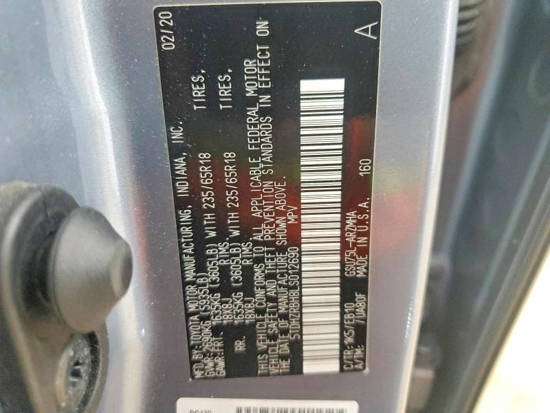 2020 TOYOTA HIGHLANDER XLE 13