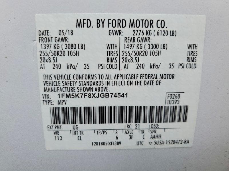 2018 FORD EXPLORER LIMITED 14