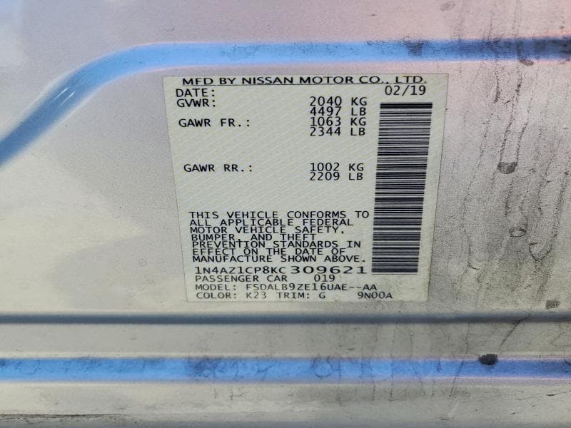 2019 NISSAN LEAF S 12