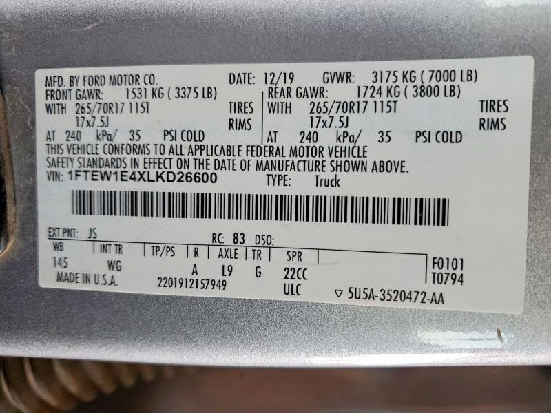 2020 FORD F150 SUPER CAB 12
