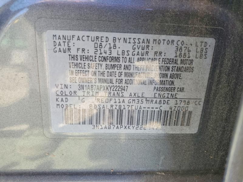 2019 NISSAN SENTRA SR 12