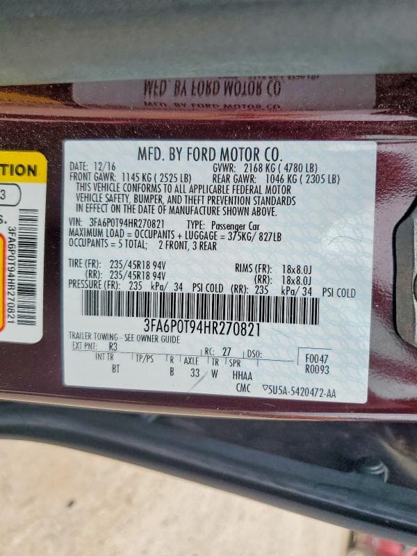 2017 FORD FUSION SE 12