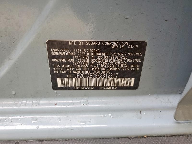 2019 SUBARU CROSSTREK 12